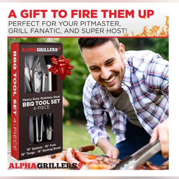 Alpha Grillers Grill Set Heavy Duty BBQ Accessories - BBQ Tool Set 4pc - Picture 5 of 9